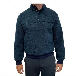 Men's Dark Teal Sherpa Pullover Jacket